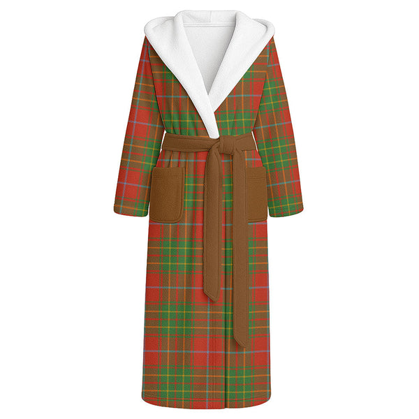 Burnett Ancient Clan Badge Tartan Flannel Hooded Bathrobe
