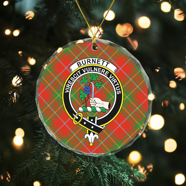 Burnett Ancient Clan Badge Tartan Glass Ornament