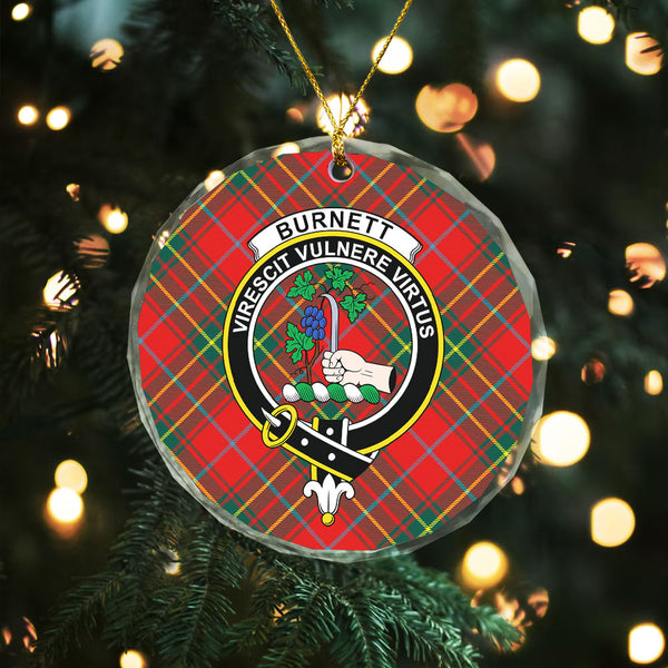 Burnett Modern Clan Badge Tartan Glass Ornament