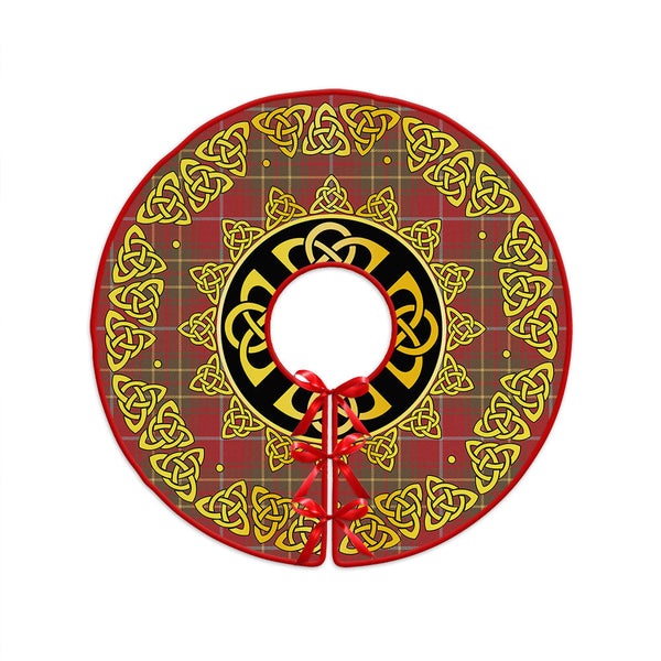 Burnett Weathered Clan Badge Tartan Christmas Tree Skirt Golden Celtic Heritage