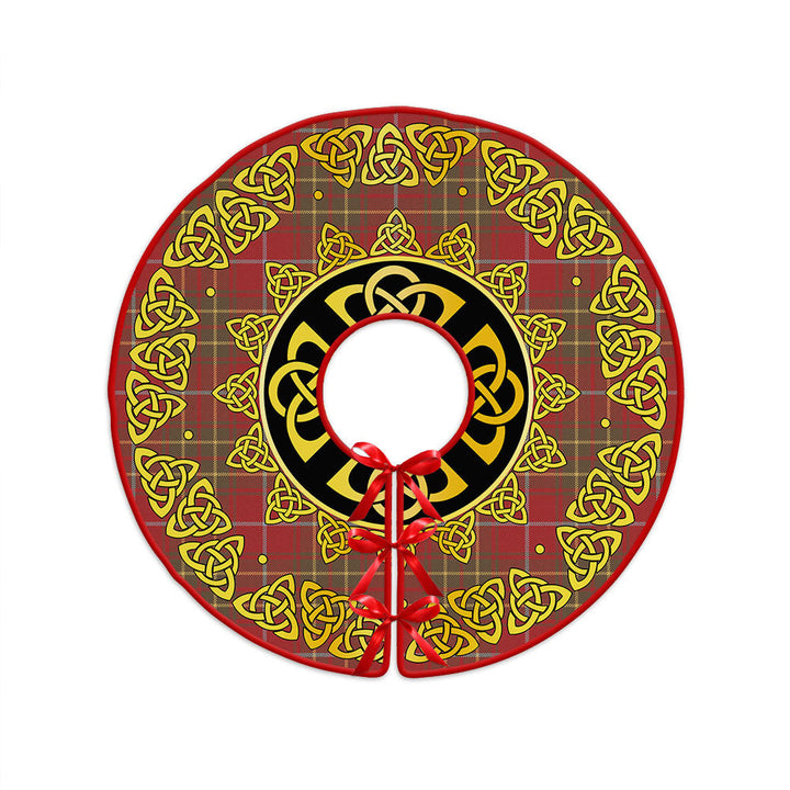 Burnett Weathered Clan Badge Tartan Christmas Tree Skirt Golden Celtic Heritage