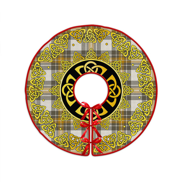 Burns Ancient Clan Badge Tartan Christmas Tree Skirt Golden Celtic Heritage