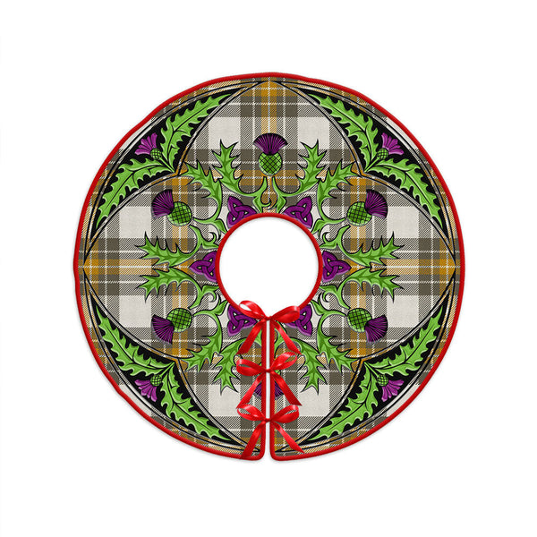 Burns Ancient Clan Badge Tartan Christmas Tree Skirt Scottish Thistle Design