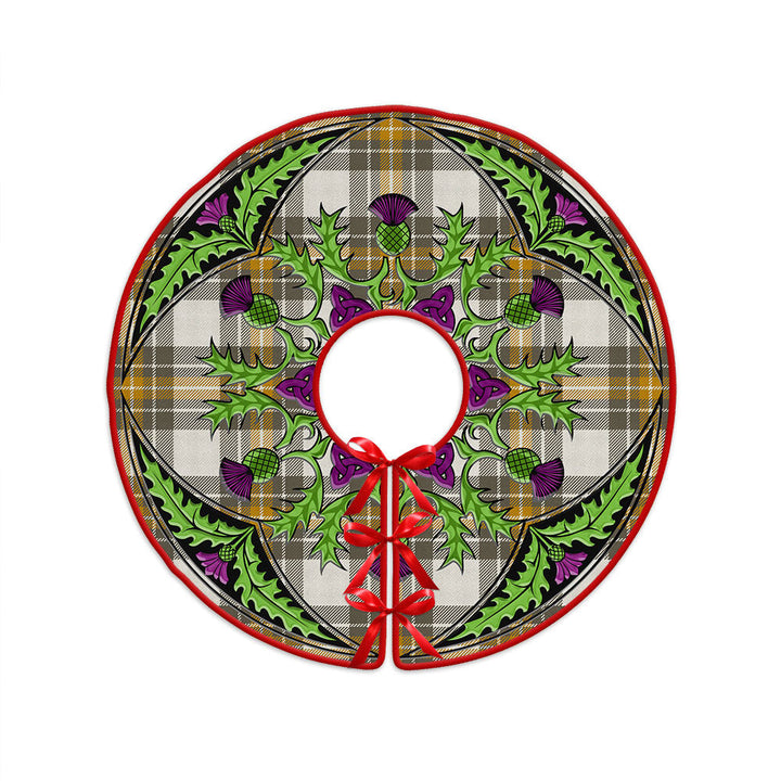Burns Ancient Clan Badge Tartan Christmas Tree Skirt Scottish Thistle Design