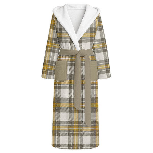 Burns Ancient Clan Badge Tartan Flannel Hooded Bathrobe