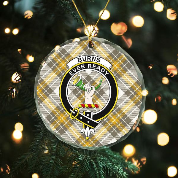 Burns Ancient Clan Badge Tartan Glass Ornament