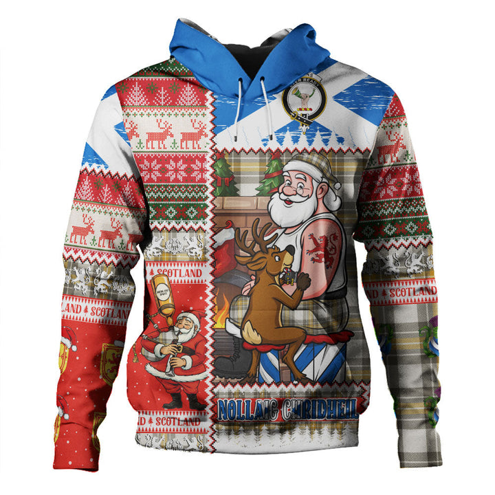 Burns Ancient Clan Badge Tartan Hoodie Scottish Santa Tattoo Christmas Comic Patchwork Style