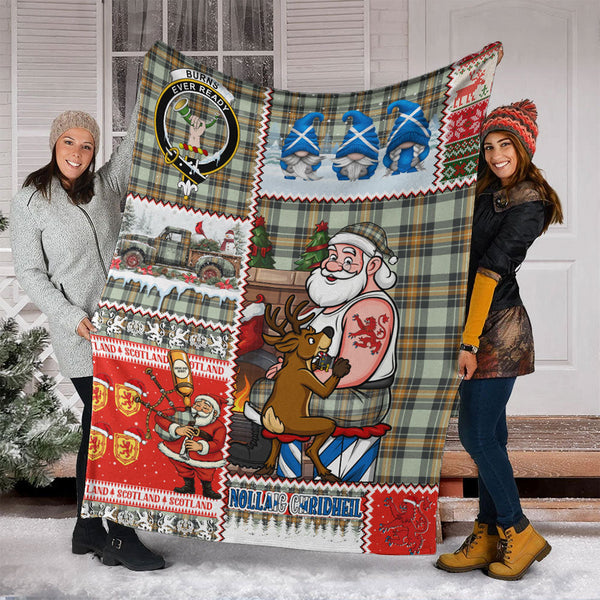 Burns Modern Clan Badge Tartan Blanket Scotland Santa Tattoo Christmas Comic Patchwork Style