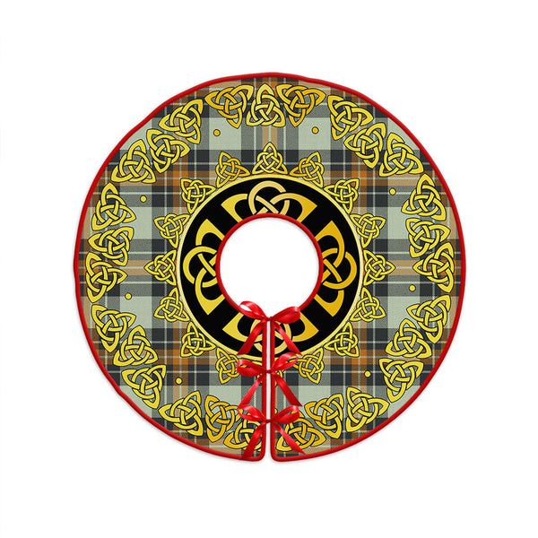 Burns Modern Clan Badge Tartan Christmas Tree Skirt Golden Celtic Heritage