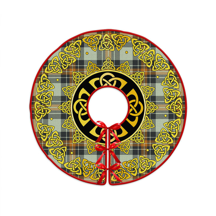Burns Modern Clan Badge Tartan Christmas Tree Skirt Golden Celtic Heritage
