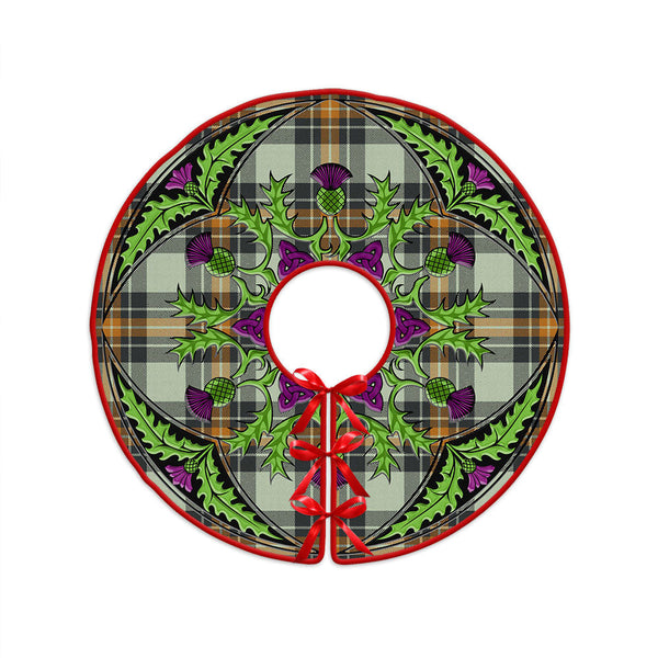 Burns Modern Clan Badge Tartan Christmas Tree Skirt Scottish Thistle Design