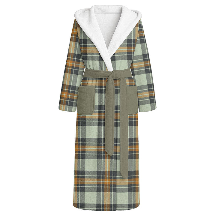 Burns Modern Clan Badge Tartan Flannel Hooded Bathrobe