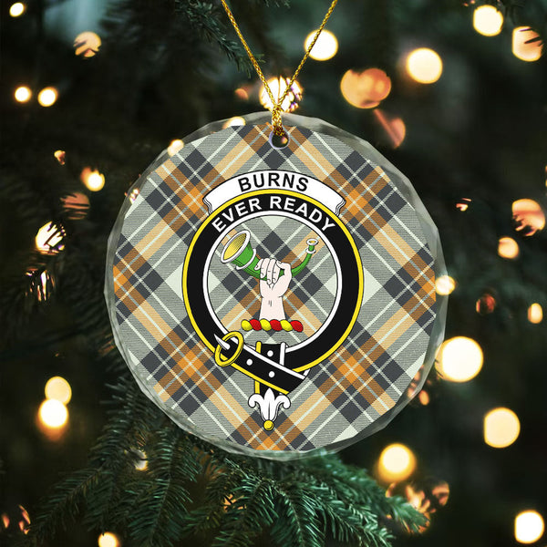 Burns Modern Clan Badge Tartan Glass Ornament