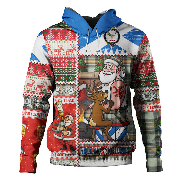 Burns Modern Clan Badge Tartan Hoodie Scottish Santa Tattoo Christmas Comic Patchwork Style