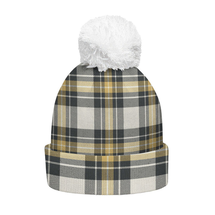 Burns Weathered Clan Badge Tartan Bobble Beanie Hat