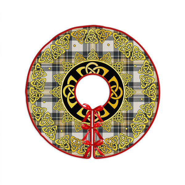 Burns Weathered Clan Badge Tartan Christmas Tree Skirt Golden Celtic Heritage