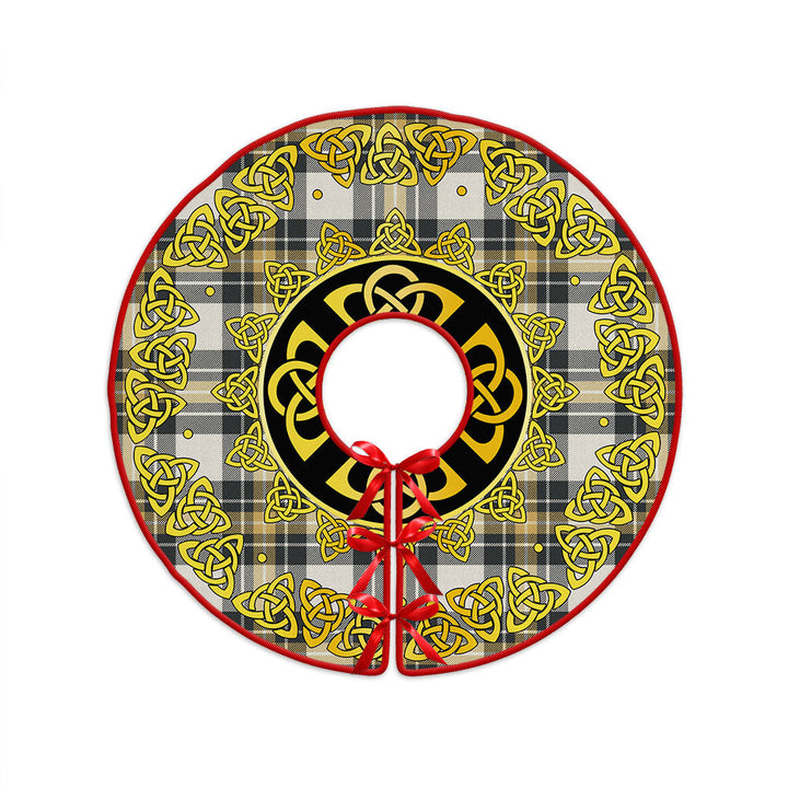 Burns Weathered Clan Badge Tartan Christmas Tree Skirt Golden Celtic Heritage