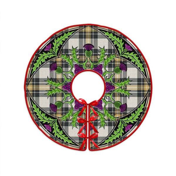 Burns Weathered Clan Badge Tartan Christmas Tree Skirt Scottish Thistle Design