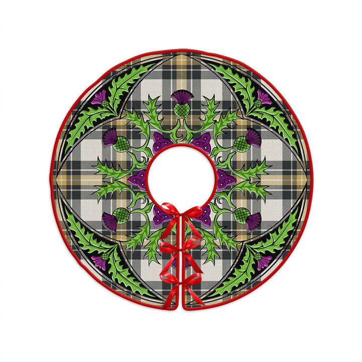 Burns Weathered Clan Badge Tartan Christmas Tree Skirt Scottish Thistle Design