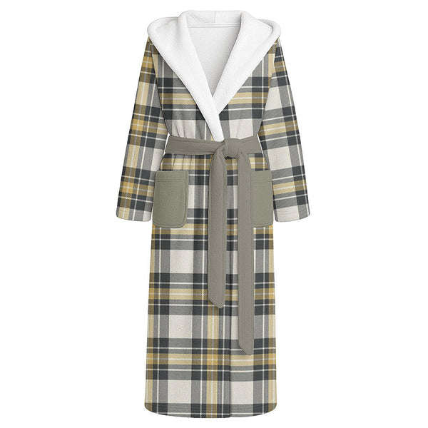 Burns Weathered Clan Badge Tartan Flannel Hooded Bathrobe