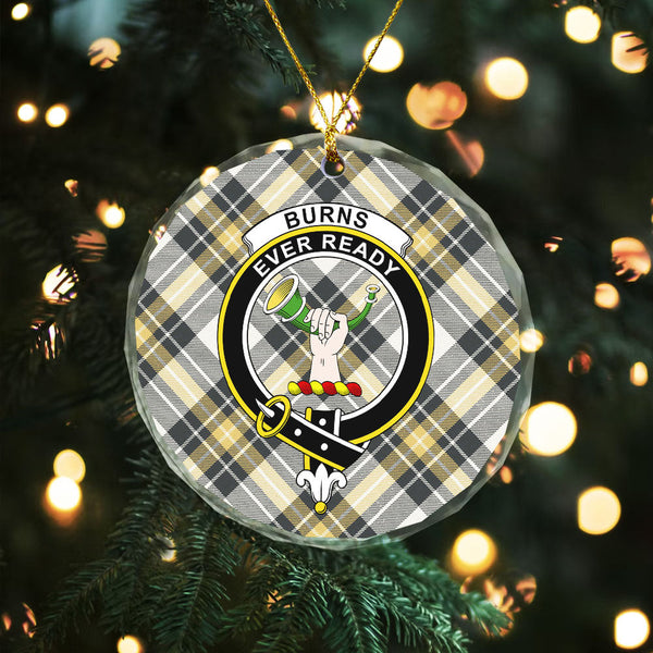 Burns Weathered Clan Badge Tartan Glass Ornament