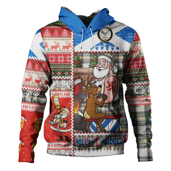 Burns Weathered Clan Badge Tartan Hoodie Scottish Santa Tattoo Christmas Comic Patchwork Style