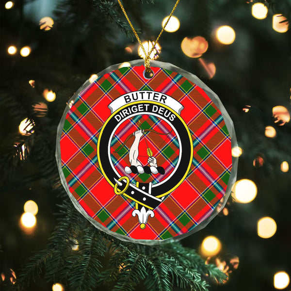 Butter Clan Badge Tartan Glass Ornament