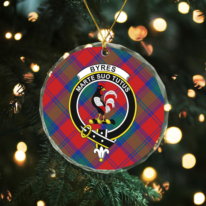 Byres Clan Badge Tartan Glass Ornament
