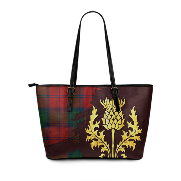 Byres Tartan Leather Tote Bag Thistle Oldest Style