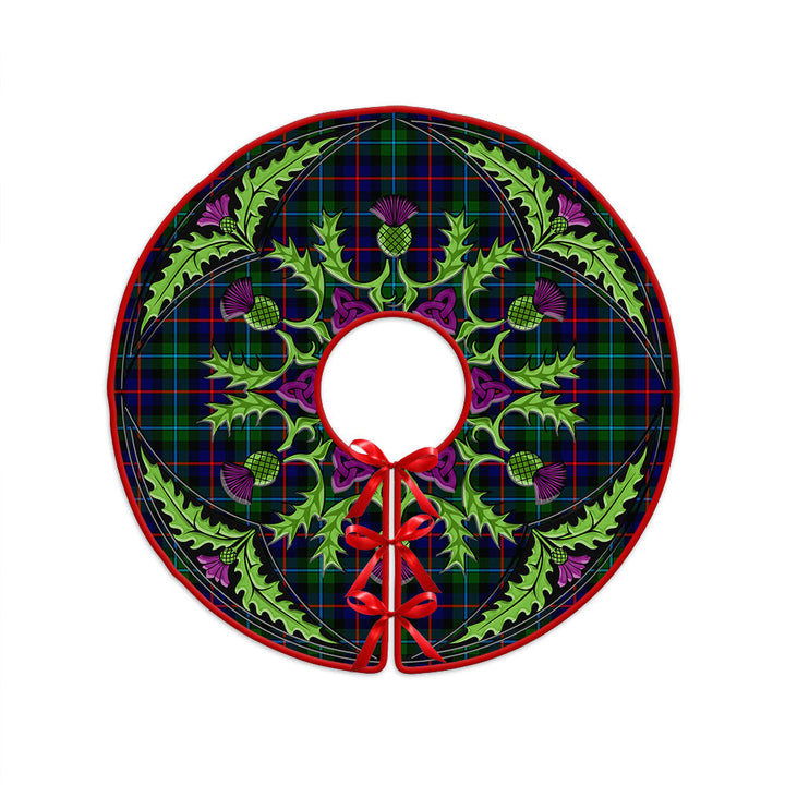 Calder Clan Badge Tartan Christmas Tree Skirt Scottish Thistle Design