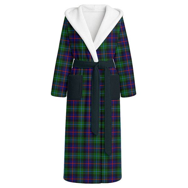 Calder Clan Badge Tartan Flannel Hooded Bathrobe
