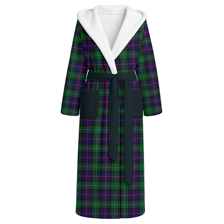 Calder Clan Badge Tartan Flannel Hooded Bathrobe
