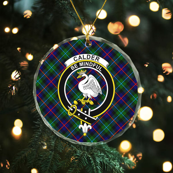 Calder Clan Badge Tartan Glass Ornament