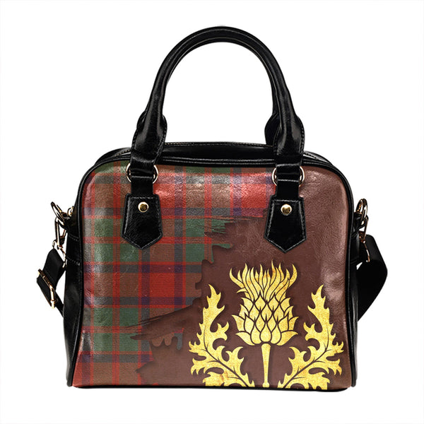 Caledonian Weathered Tartan Shoulder Handbag Thistle Oldest Style