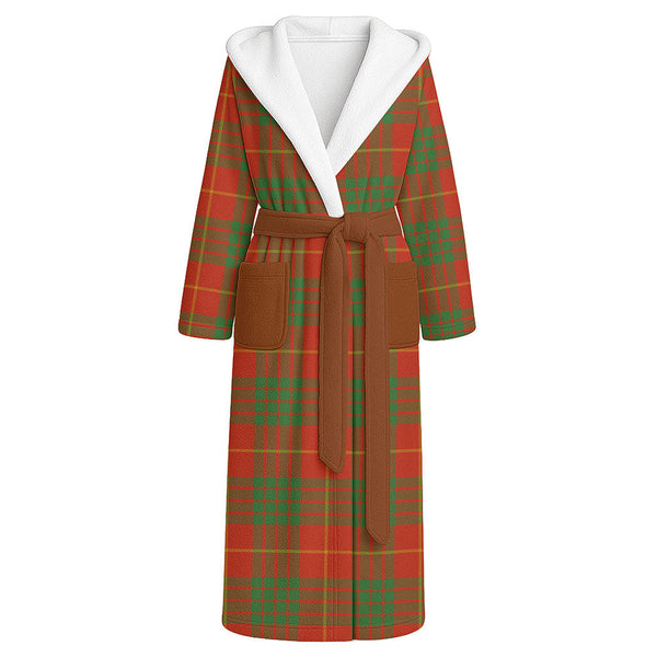 Cameron Ancient Clan Badge Tartan Flannel Hooded Bathrobe