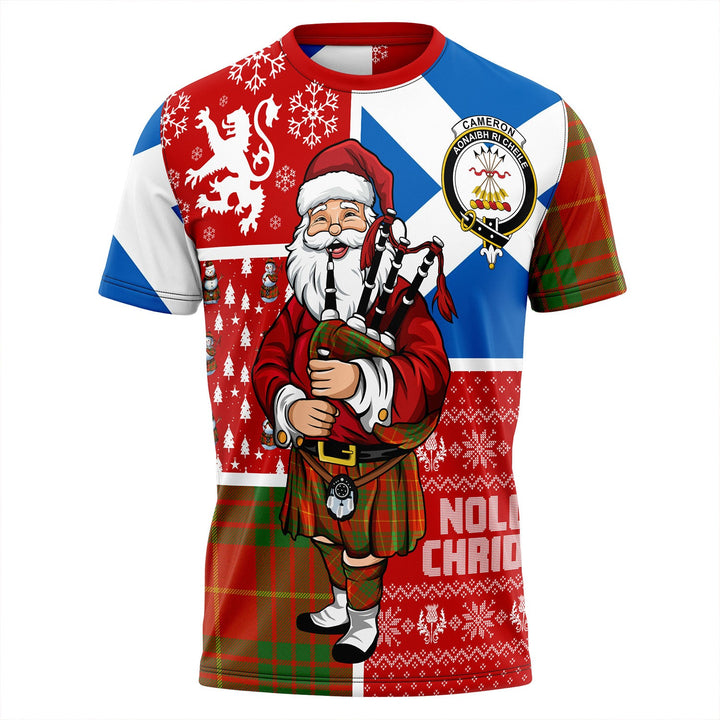 Cameron Ancient Clan Badge Tartan T-Shirt Scotland Christmas Santa