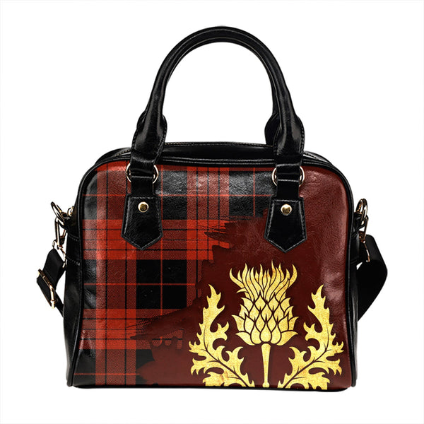 Cameron Black - Red Ancient Tartan Shoulder Handbag Thistle Oldest Style