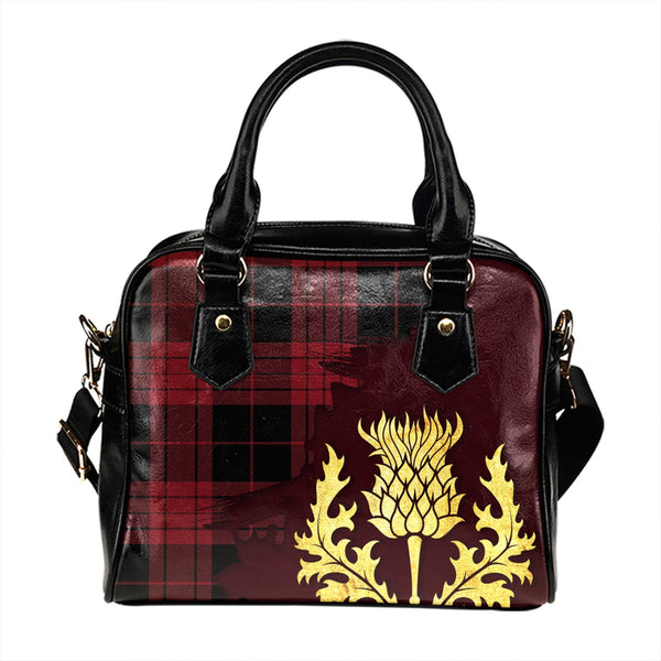 Cameron Black - Red Modern Tartan Shoulder Handbag Thistle Oldest Style