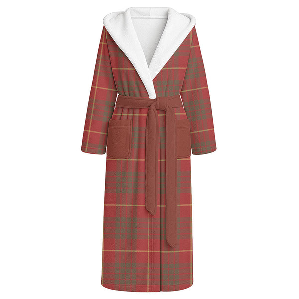 Cameron Weathered 2 Clan Badge Tartan Flannel Hooded Bathrobe