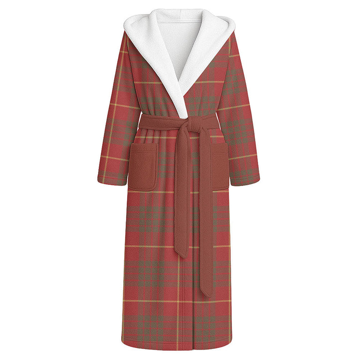 Cameron Weathered 2 Clan Badge Tartan Flannel Hooded Bathrobe