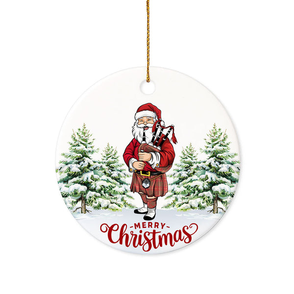 Cameron Weathered 2 Tartan Ceramic Ornament Santa