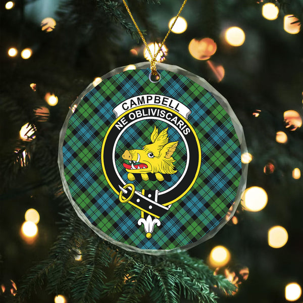 Campbell Ancient 2 Clan Badge Tartan Glass Ornament