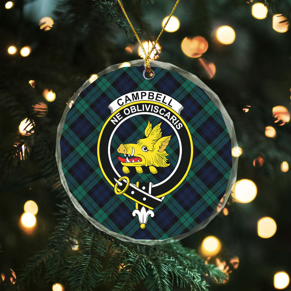 Campbell Modern 2 Clan Badge Tartan Glass Ornament