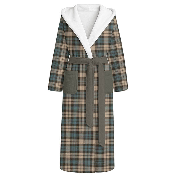 Campbell Weathered 2 Clan Badge Tartan Flannel Hooded Bathrobe
