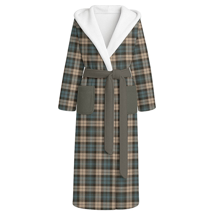 Campbell Weathered 2 Clan Badge Tartan Flannel Hooded Bathrobe