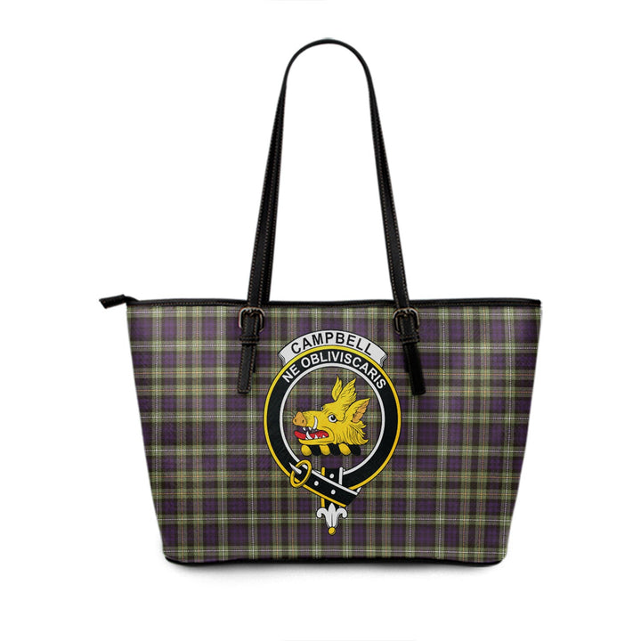 Campbell of Argyll 1815 Weathered 2 Clan Badge Tartan Leather Tote Bag