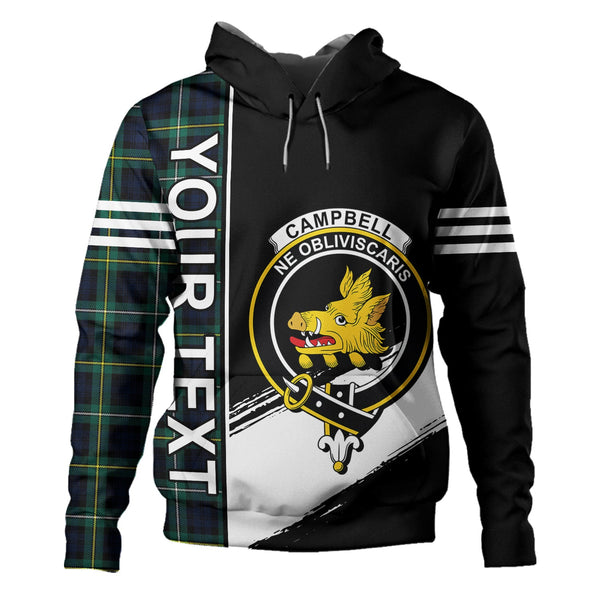 Campbell of Argyll Modern 2 Clan Badge Tartan Hoodie Quarter Style Personalized