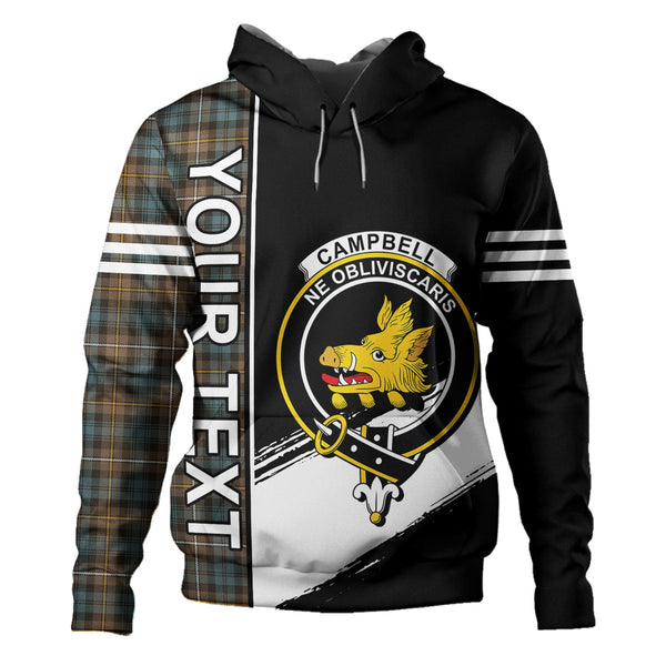 Campbell of Argyll Weathered 2 Clan Badge Tartan Hoodie Quarter Style Personalized