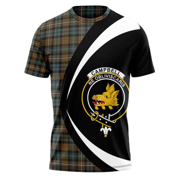 Campbell of Argyll Weathered 2 Clan Badge Tartan T-Shirt Circle Style Personalized