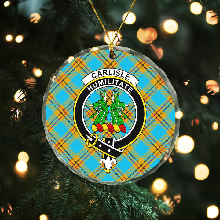 Carlisle (Carlill) Ancient Clan Badge Tartan Glass Ornament
